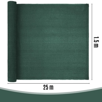 SIATKA MASKUJĄCA NA PŁOT OGRODZENIE BALKON 1,5m x 25M 60g 60% +100 OPASEK