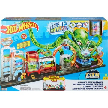HOT WHEELS DUŻY ZESTAW COLOR REVEAL MEGAMYJNIA ATAK OŚMIORNICY 120CM +AUTKO
