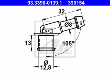 Element przewodu hamulcowego Ate - Teves 03.3390-0139.1