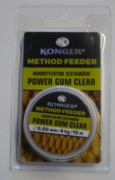 AMORTYZATOR ZESTAWÓW POWER GUM CLEAR 0,60MM/4KG/10M METHOD FEEDER KONGER