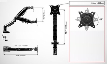 ДЕРЖАТЕЛЬ МОНИТОРА ПОДСТАВКА INVISION MX200 STRONG 19–32 ДЮЙМА ПОВОРОТНАЯ 9