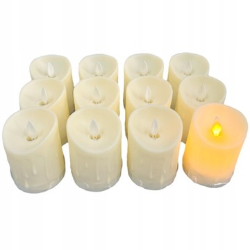 12 x Świeczka Wkład Do Znicza LED Na Baterie Świeca Ruchomy Płomień 8cm