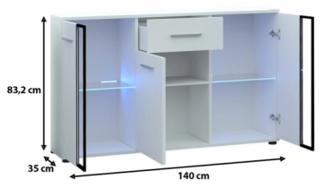 Комплект мебели Комод Витрина Скамья Cube XL sonoma