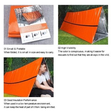 Koc awaryjny zagęszcza PE 210*130 cm na zewnątrz kempingowy śpiwór B1