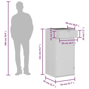 vidaXL Садовый шкаф Коричневый 55x55x111 см Поли Ротанг
