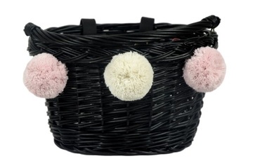 Плетеная корзина с помпоном для детского велосипеда.