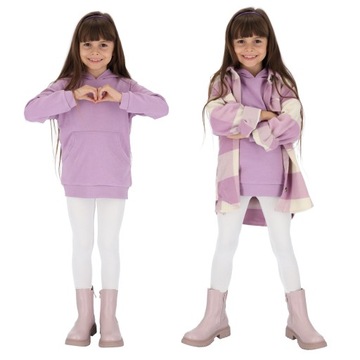 OCIEPLANE LEGGINSY DZIEWCZĘCE BAWEŁNA BIAŁY 128