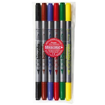 FLAMASTRY DWUSTRONNE PISAKI FIBRACOLOR 6 SZTUK