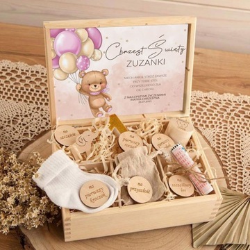 ПОДАРОК ​​ДЕВОЧКЕ НА ДЕНЬ РОЖДЕНИЯ В ДЕРЕВЯННОЙ КОРОБКЕ ESSENTIAL TEDDY BEAR + ИМЯ