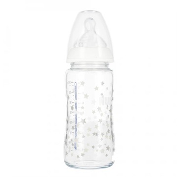 NUK Стеклянная бутылка с индикатором температуры 240мл 0-6м First Choice