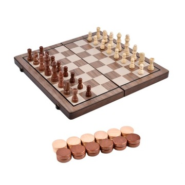 Drewniane szachy 2 w 1 Śmieszne ręcznie robione