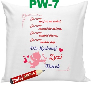 Poduszka na Walentynki ona on żona mąż + Imię imiona WZORY