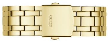 GUESS zegarek męski złoty na bransolecie z cyrkoniami wodoodporny WR50 data