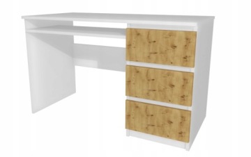 Белый письменный стол, серые фасады 120 х 60 см, выдвижные ящики.