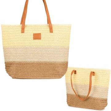 TORBA TOREBKA DAMSKA DUŻA POJEMNA LATO PLAŻA WOREK ELEGANCKA KOBIECA BRĄZ