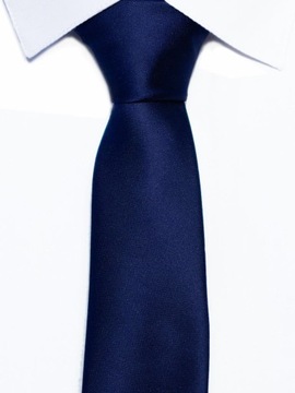 Elegancki krawat klasyczny granatowy satynowy szerokość 7-cm