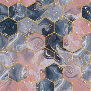 TAPETA JAK MARMUR GEOMETRYCZNA HEKSAGON RÓŻ 5279al
