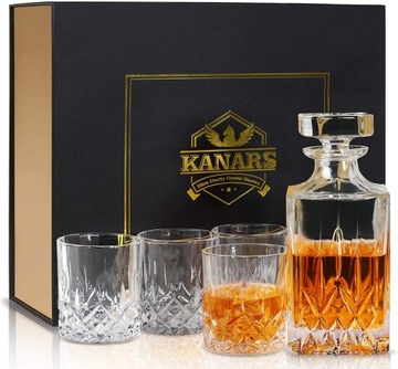 KANARS 3, 5-cz zestaw do whisky 4 szklanki karafka