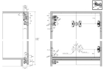 Hettich WingLine L push move system lewy biały do drzwi składanych Tip-On