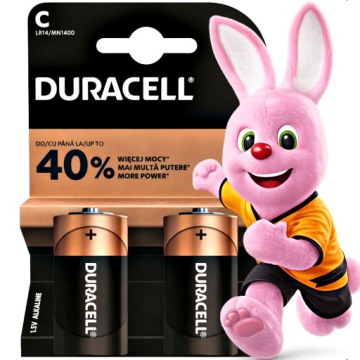 2x MOCNE BATERIE ALKALICZNE DURACELL LR14 C R14 długa data ważności