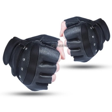 Leather Motorcycle Gloves Black Adjustable Summer Motorbike Gloves Gothic N