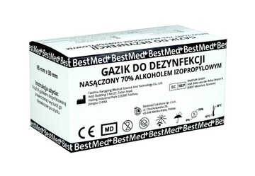 GAZIKI ODKAŻAJĄCE NASĄCZONE ALKOHOLEM 70% 100 SZT