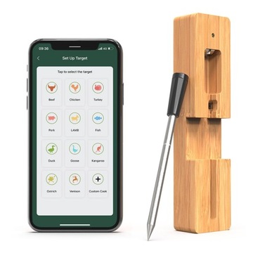 BEZPRZEWODOWY TERMOMETR DO MIĘSA APLIKACJA BLUETOOTH DO GRILLA 0-100°C