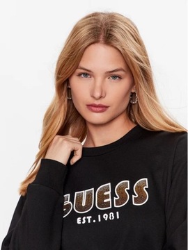Guess Bluza damska czarna z aplikacją XL