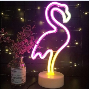 Różowe neony Flamingo lampka nocna LED USB