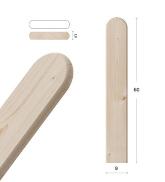 Sztachety drewniane 60CM W2 różne wzory, SUCHE, świerk, płot, balkonowe