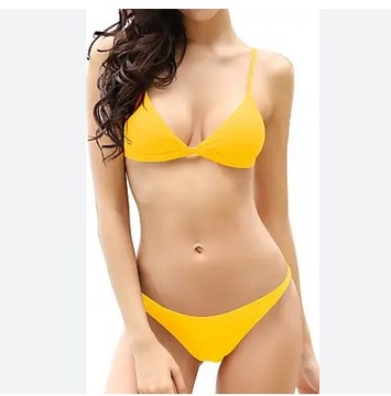 Strój Kąpielowy Dwuczęściowy Bikini Wycięte Figi L Żółty