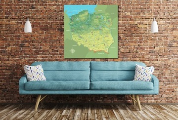 Tablica KORKOWA Mapa POLSKI obraz 65x65cm POLSKA