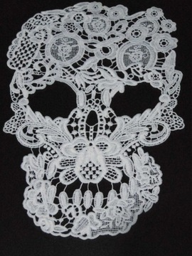нашивка, аппликация, ЧЕРЕП, цветы, кружевная вышивка