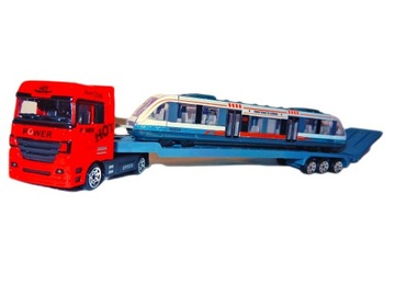 TIR PENDOLINO 2w1 ciężarówka SCANIA metal pociąg lokomotywa TRAMWAJ LAWETA