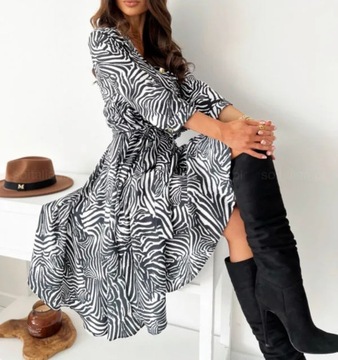 ЭЛЕГАНТНОЕ ПЛАТЬЕ МИДИ СТИЛЬНОЕ КЛАССИЧЕСКОЕ ПЛАТЬЕ С ГЕОМЕТРИЧЕСКИМ ПЛАТЬЕМ ZB 44 XXL