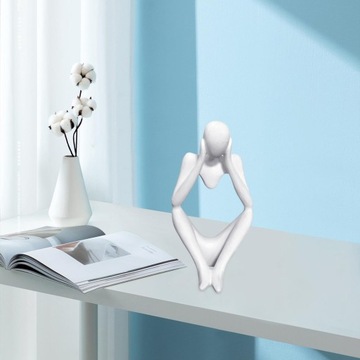 Абстрактный мыслитель, большая белая резная коллекционная вещь, работающая обеими руками.