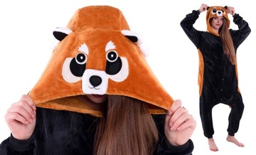 PANDA CZERWONA PIŻAMA Jednoczęściowa Kigurumi Onesie Kostium XXL 183-195 cm