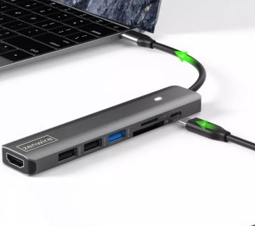 АДАПТЕР-концентратор USB-C РАЗВЕТВИТЕЛЬ 7 В 1 HDMI 4K USB 3 SD Macbook M1 M2 M3 PRO AIR