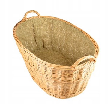 Wiklinowy KOSZ NA DREWNO ZABAWKI JUTA 70cm