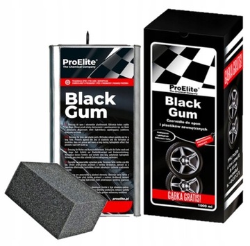 ProElite BLACK GUM 1л ЧЕРНЫЙ + ГУБКА ДЛЯ ШИН, ПОПРАВКА