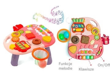 ROWER PCHACZ HULAJNOGA JEŹDZIK STOLIK EDUKACYJNY 4W1 RÓŻOWY