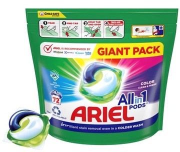 Kapsułki Ariel Piorące Do Koloru GIGANT PACK Delikatne Dla Tkanin 72 szt.