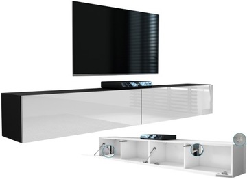 WISZĄCA SZAFKA RTV POZIOMA KOMODA 200 połysk 210cm