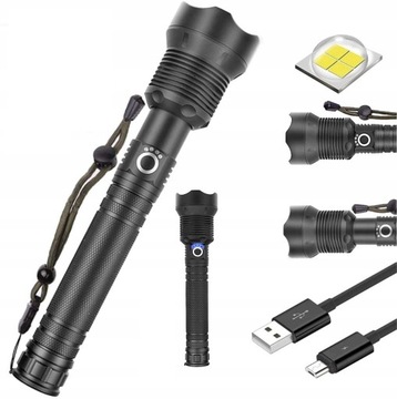 LATARKA TAKTYCZNA MOCNA LED ZOOM USB AKUMULATOR