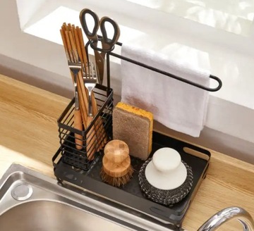 Кухонный органайзер для губок и посудомоечных машин со сливом для раковины