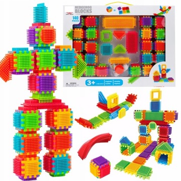 KLOCKI EDUKACYJNE KONSTRUKCYJNE jeżyki wafle 140el