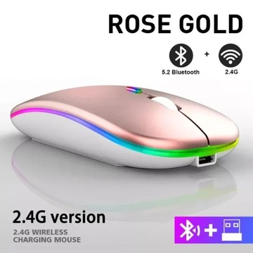 Akumulator Bluetooth bezprzewodowa mysz z 2.4GHz USB RGB 1600DPI mysz do