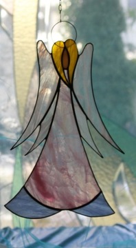 Витраж Тиффани про Ангел, большой, розовый