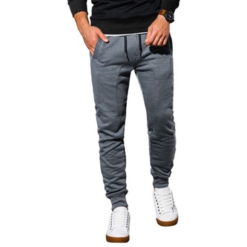 Spodnie męskie dresowe joggery P867 grafitowe XL