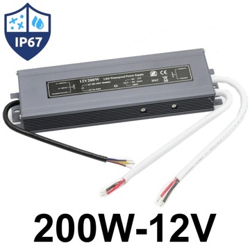 ZASILACZ LED WODOODPORNY 200W 12V IP67 HERMETYCZNY WEWNĘTRZNY / ZEWNĘTRZNY